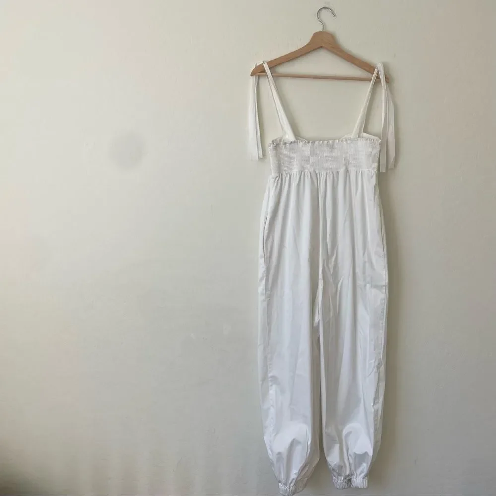 AIIFOS Emma Poplin Tie-Shoulder Jumpsuit White